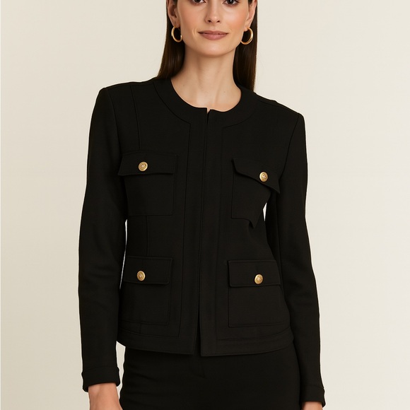 Black classy jacket blazer with buttons - Picture 1 of 5